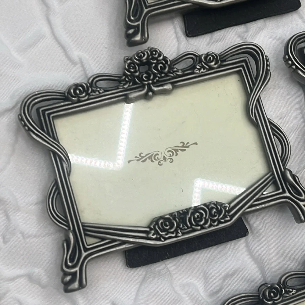 Vintage Floral Ornate Silver Photo Frame Set
